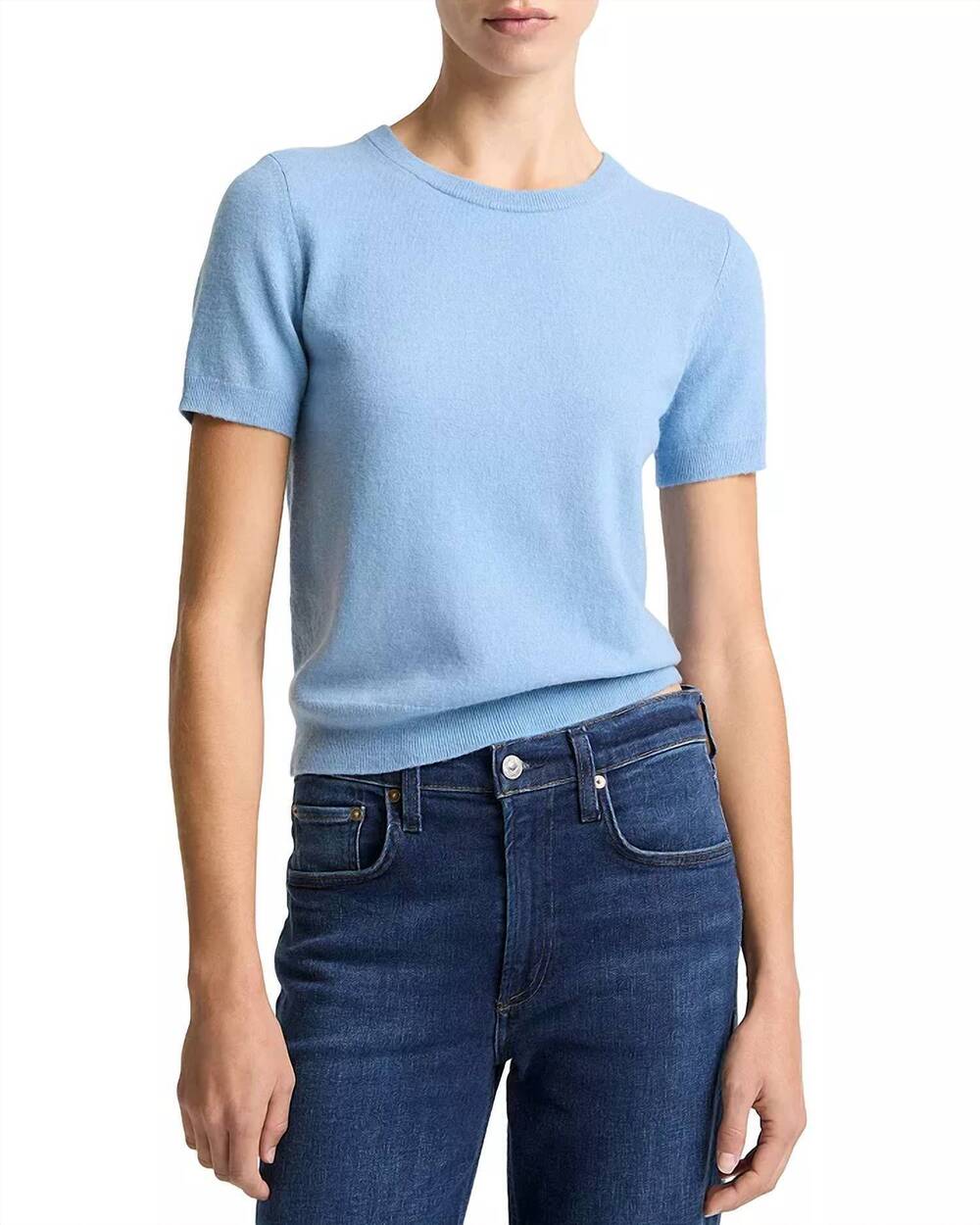 NEW VINCE relaxed short sleeve crew sweater in 473/hydra